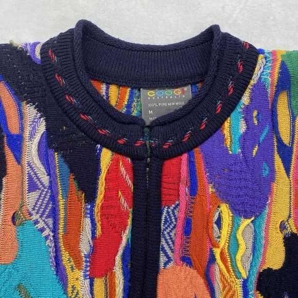 COOGI Australia Sweater M Vintage‎ half zip Colorful Rainbow wool cosby 3d knit - Picture 2 of 10